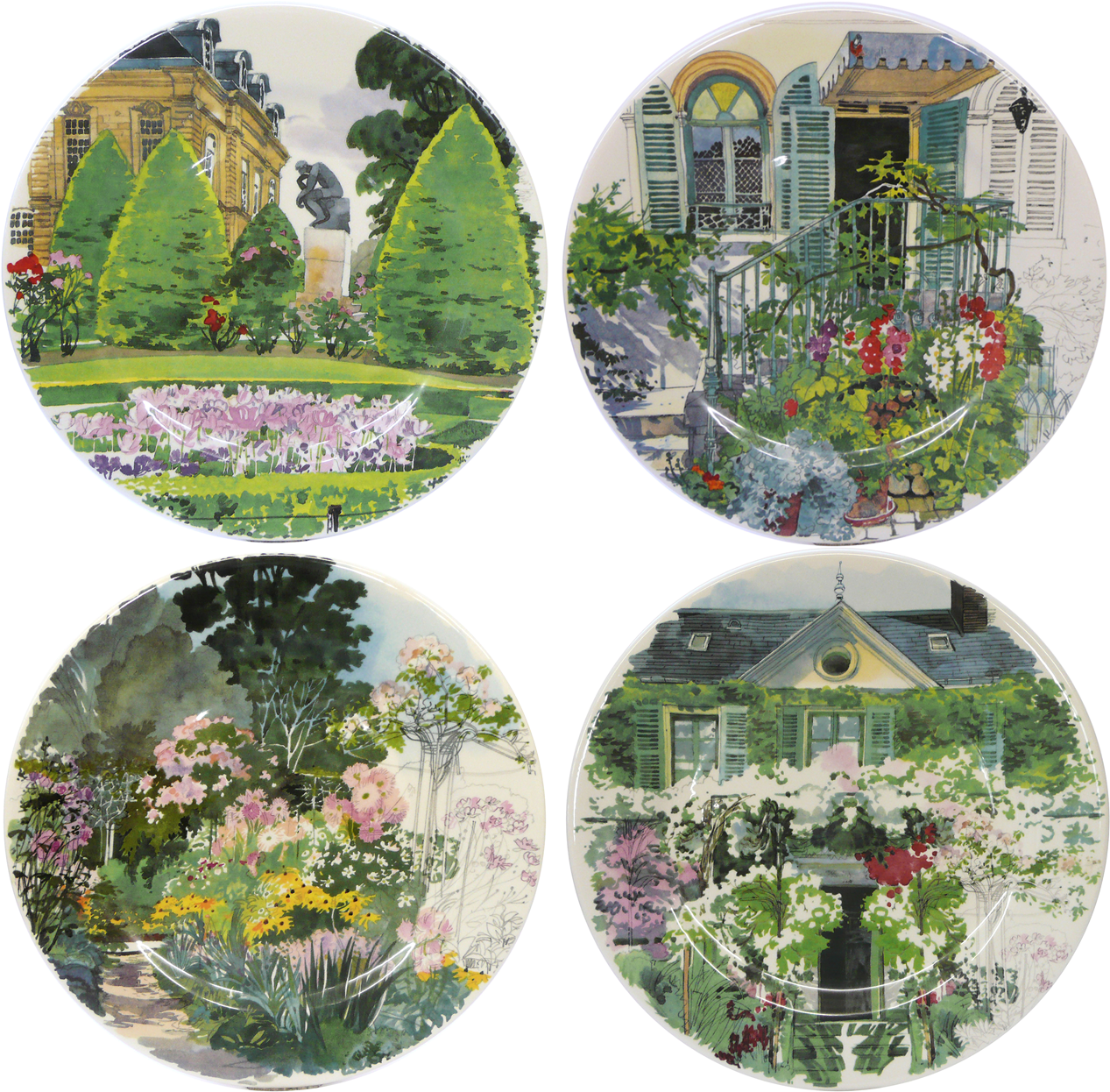 4 Dessert Plates Assorted - Gien Paris A Giverny Assorted Dessert Plates (1287x1287), Png Download