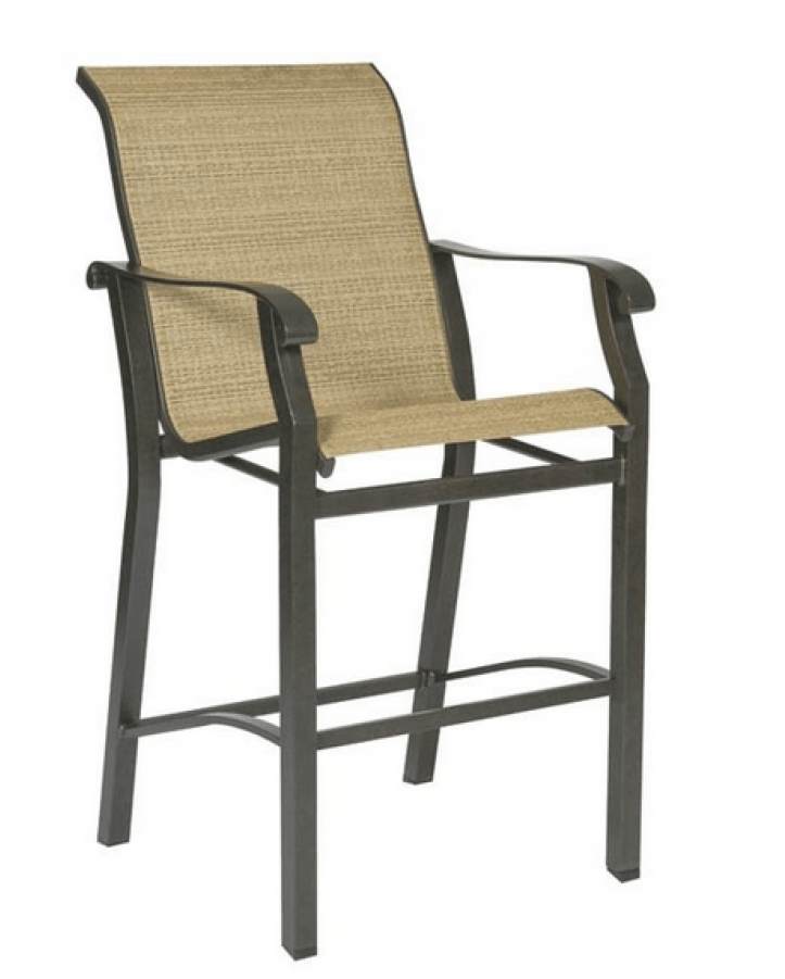 Woodard Cortland Aluminum Sling Stationary Barstool - Woodard Cortland Sling Outdoor Bar Stool, Textured (900x900), Png Download