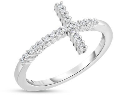 Roberto Coin Cross Ring With Diamonds - Roberto Coin 18kt White Gold Sideways Diamond Cross (800x800), Png Download