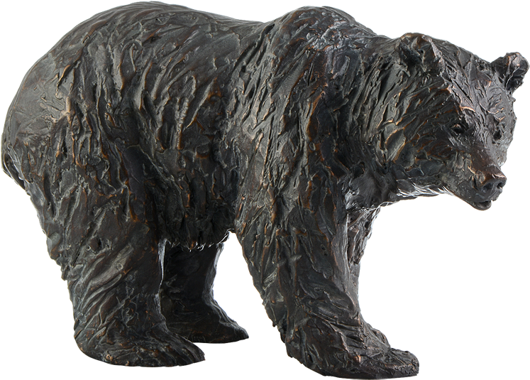 Bronze Sculpture Standing Bear - Grizzly Bear (800x564), Png Download