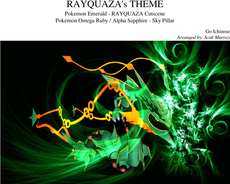 Rayquaza's Theme Sheet Music Composed By Go Ichinose - Shiny Rayquaza (850x1100), Png Download