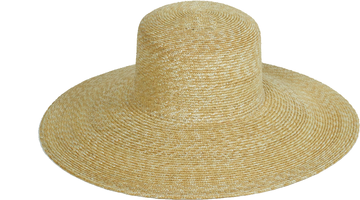 Wide Brim Flat Top Hat In Natural Straw - Straw Hat Transparent (1345x869), Png Download
