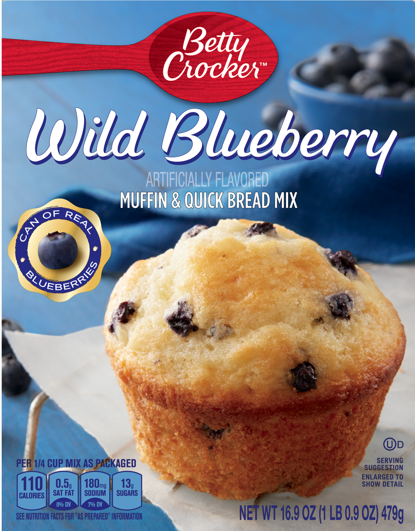 Betty Crocker Wild Blueberry And Quick Bread - Betty Crocker Muffin Mix, Wild Blueberry, 16.9 Ounce (1800x1800), Png Download