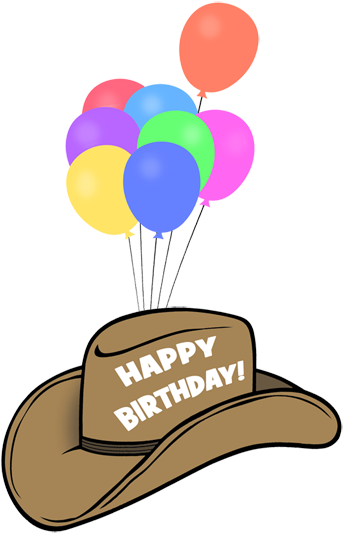 Cowboy Hat And Balloons - Happy Birthday Cowboy Hat (450x568), Png Download