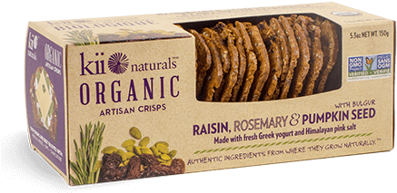 Raisin, Rosemary & Pumpkin Seed - Kii Naturals Artisan Crisps Organic Raisin, Rosemary (462x345), Png Download