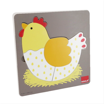 Puzzle 3 Levels Hen - Goula 3 Levels Chicken Wooden Puzzle (6 Pieces) (630x335), Png Download