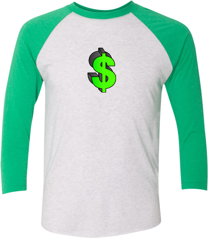 Dollar Sign Green - Raglan Sleeve (1024x1024), Png Download