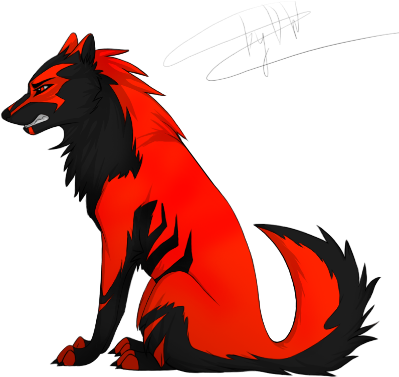 Black Red Wolf By Desperatewolfy-d4zcfsr - Black And Red Wolf (823x812), Png Download