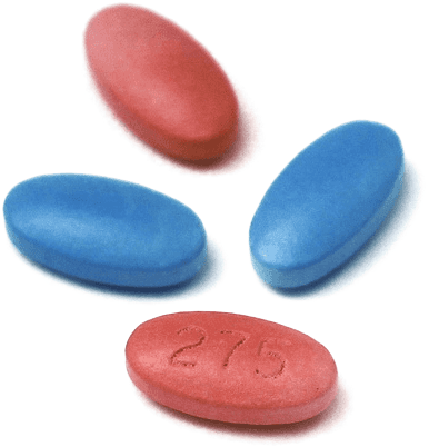Picture Of Some Red And Blue Pills - Puzzle (406x432), Png Download