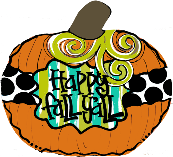 Happy Fall Yall' Plaque Pumpkin - Happy Fall Yall (580x527), Png Download
