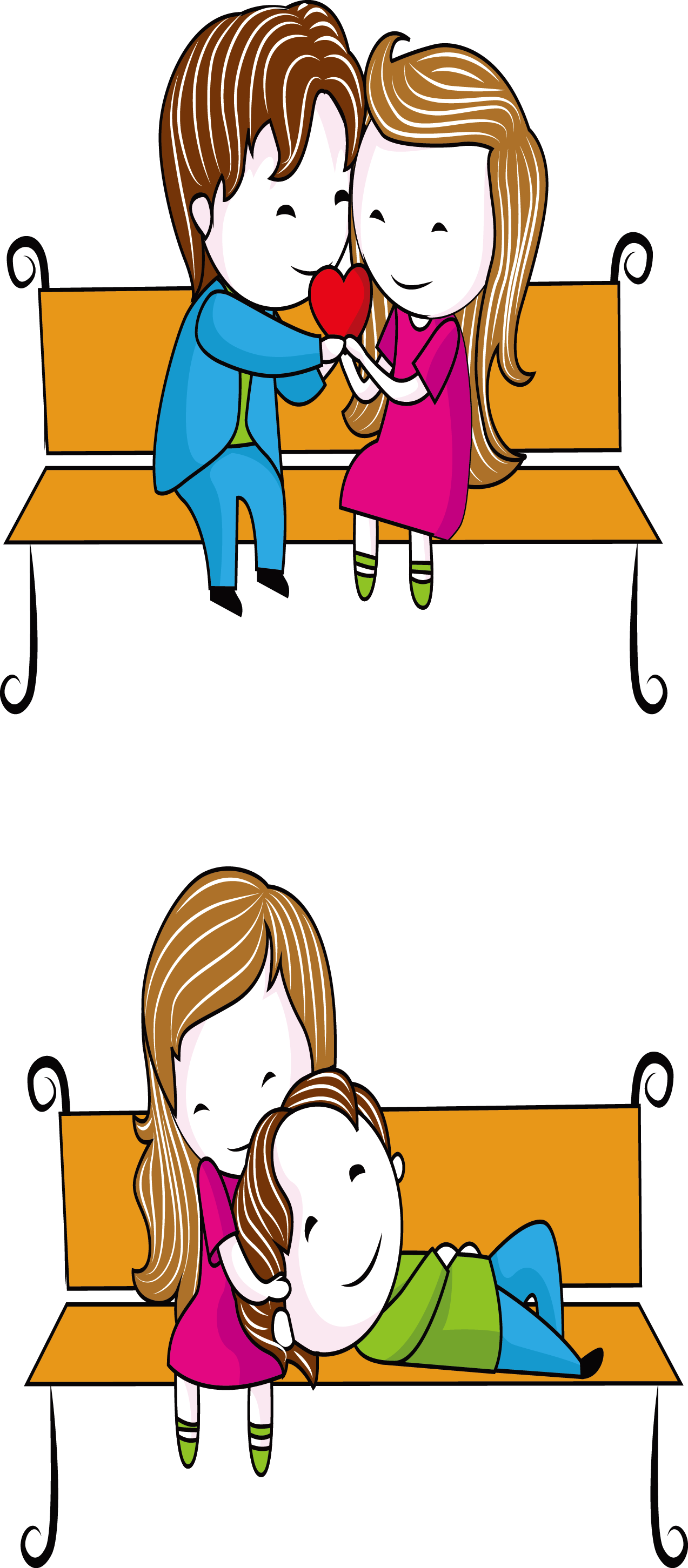 Couples Clip Fall In Love - Clip Art (1273x2903), Png Download