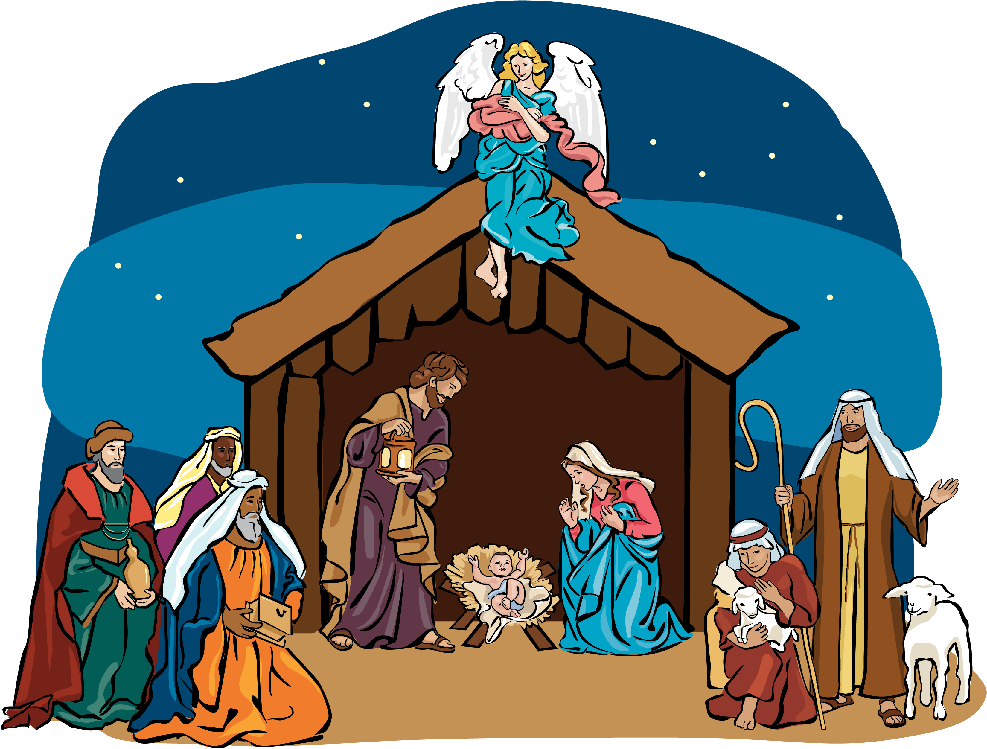 Nativity Scene Clipart - Nativity Scene (3300x2504), Png Download