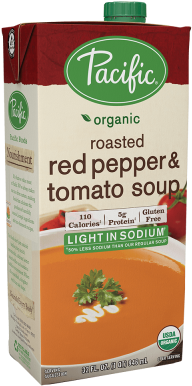 Organic Roasted Red Pepper & Tomato Soup Light In Sodium - Pacific Foods Organic Soup, Roasted Red Pepper (400x400), Png Download