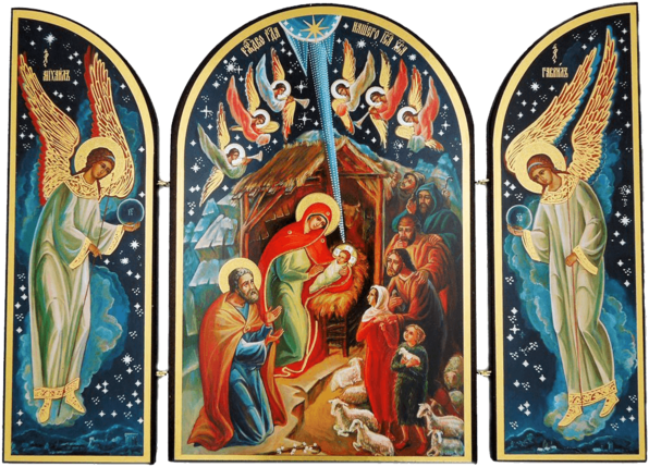 Nativity Scene Triptych - Russian Triptych (600x600), Png Download