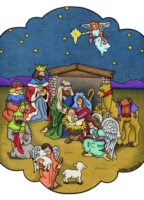 Click And Drag To Re-position The Image, If Desired - Drawing On Christmas Scene (506x700), Png Download