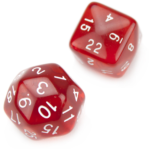 Set Of 24 And 30 Sided Translucent Red Polyhedral Dice - 24 Sided Die (500x500), Png Download