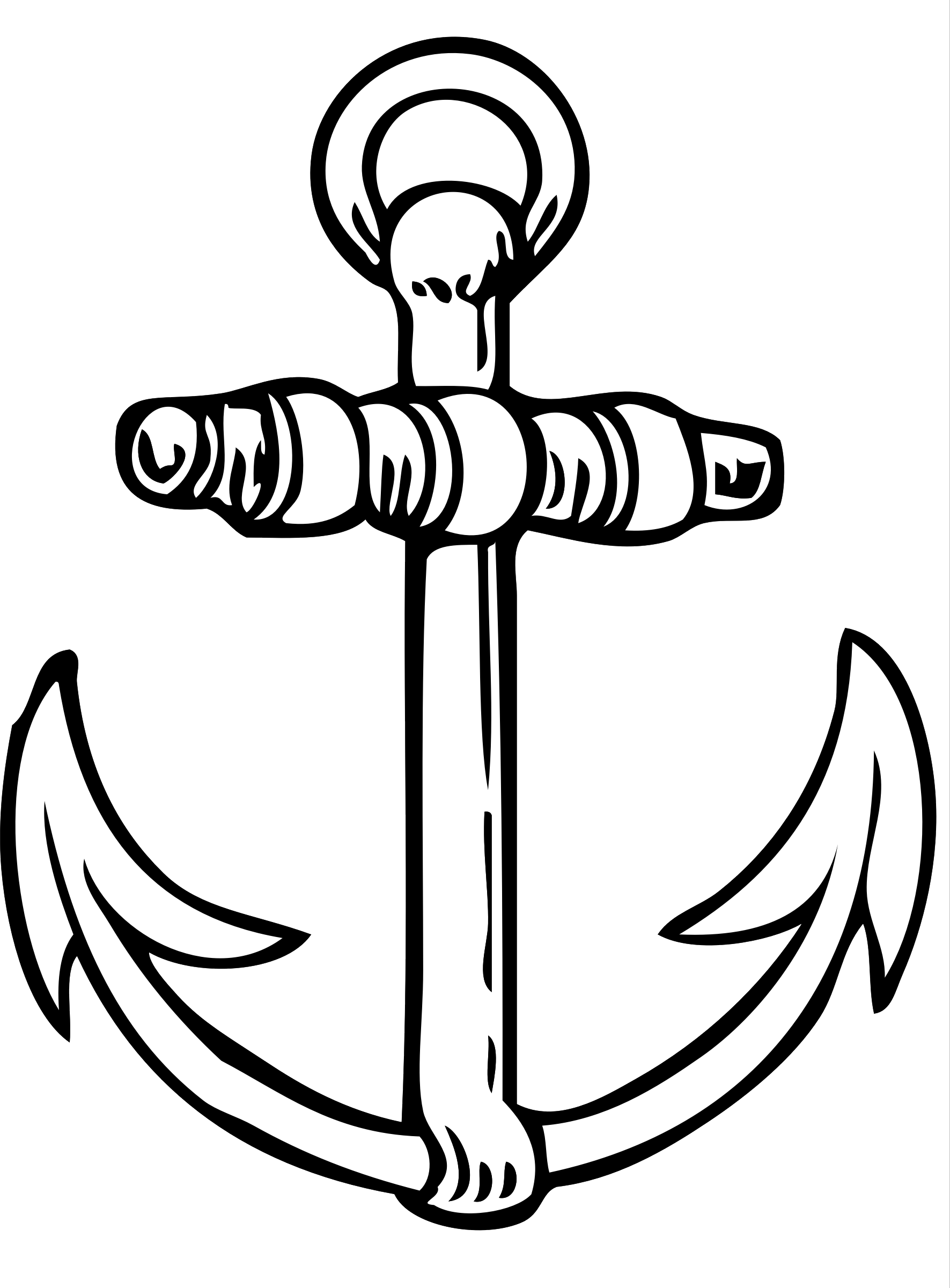 Anchor Black And White (1771x2400), Png Download