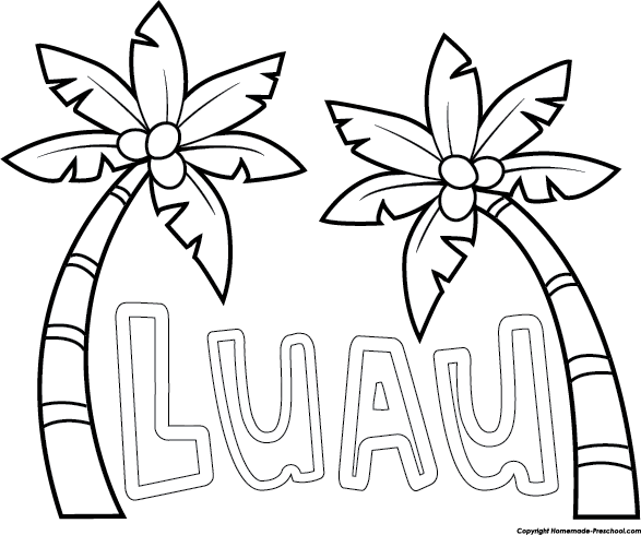 Free Luau Clipart - Luau Clip Art Black And White (587x490), Png Download