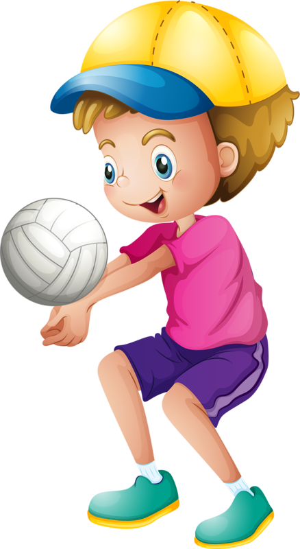 Lvoh Zzx Png Clip Art Cartoon And - Kids Playing Volleyball Png (438x800), Png Download