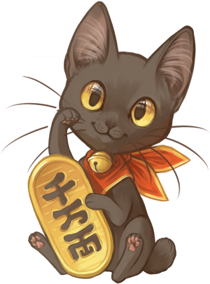 Japanese Lucky Cats From Mewitti Cat, Japanese, Lucky - Japanese Lucky Cat Anime (346x500), Png Download