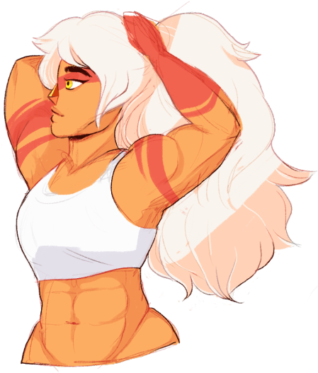 Jasper Tying Her Hair - Steven Universe Jasper Ponytail (500x549), Png Download