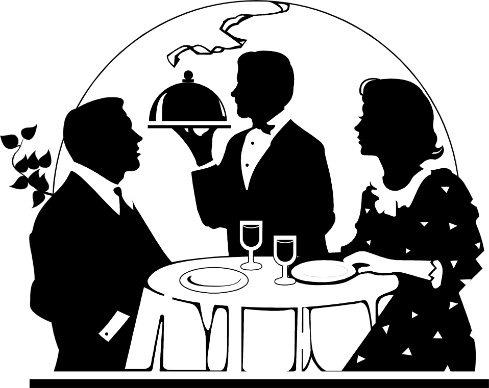 Couple Having Dinner Silhouette Png Jpg Stock - Dinner For Two Cartoon (958x761), Png Download