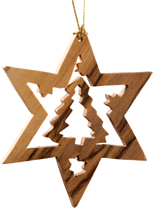 Star With Christmas Tree, Olive Wood - Rothenburg Ob Der Tauber (547x700), Png Download