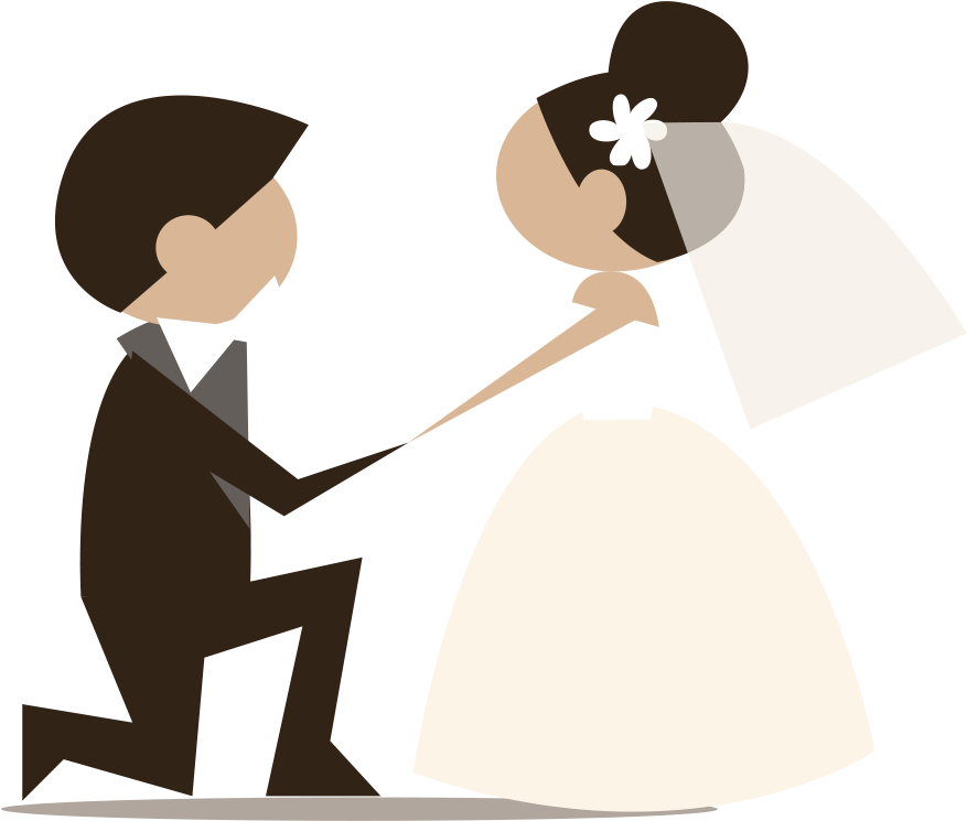 Groom And Bride Cartoon Png (402x366), Png Download