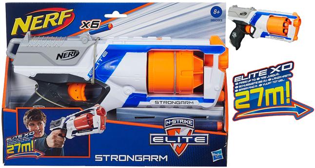 Pistola Juguete Nerf Strongarm Elite Xd Barata 13 Euros - Hasbro N-strike Elite Strongarm Blaster (650x356), Png Download
