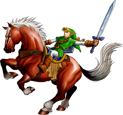 Hyrule Field - Ocarina Of Time Link And Epona (408x383), Png Download