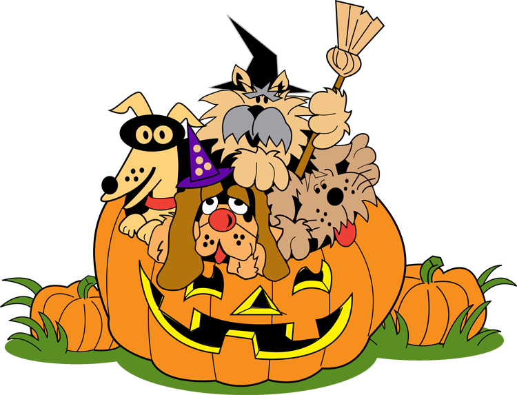 Free Cute Halloween Clipart - Halloween Animals Clip Art (750x573), Png Download
