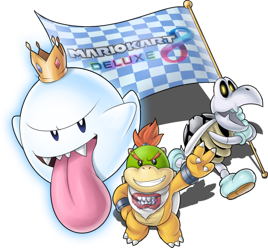 My Art Super Mario Fanart Mario Kart Mario Kart 8 Deluxe - Boo And Dry Bones (900x832), Png Download
