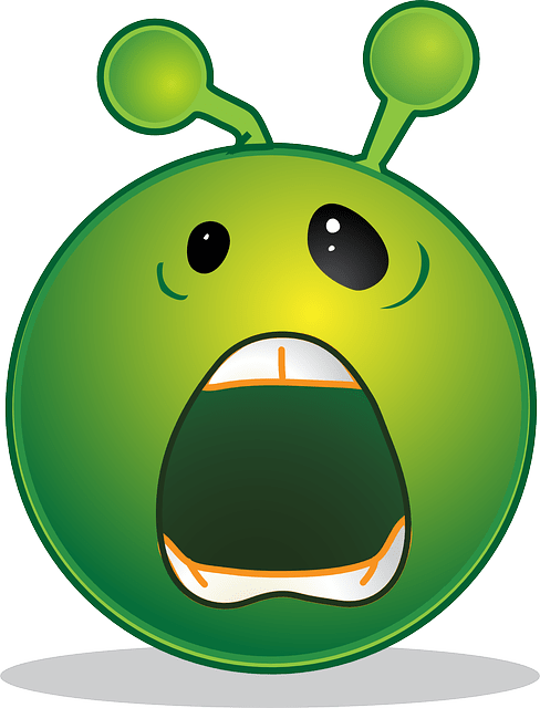 Scared Scream Emoji - Alien Smiley (488x640), Png Download