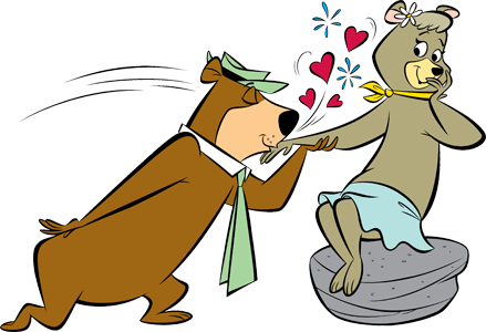 Yogikissingcindy - Cindy Bear Yogi Bear (439x300), Png Download