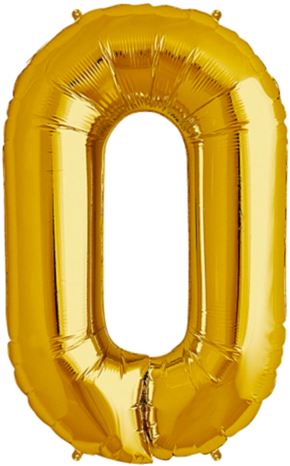 Number Zero 0 Jumbo Gold Foil Balloon - Gold Balloon Letter O (297x480), Png Download