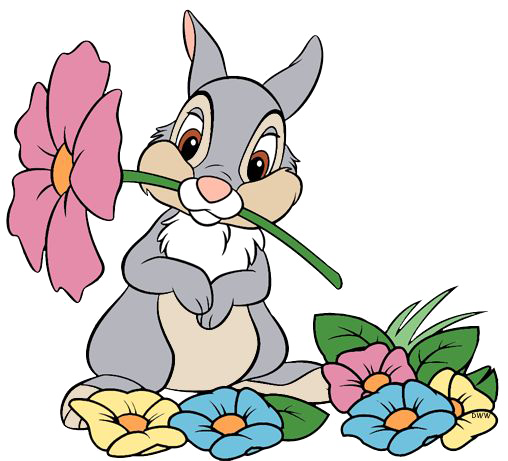 Thumper Png Image - Disney Characters With Flowers (508x461), Png Download
