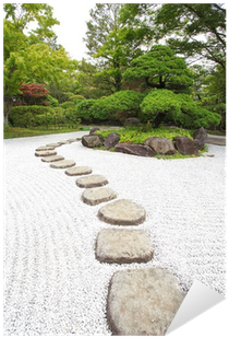 Zen Stone Path In A Japanese Garden Sticker • Pixers® - Poster: Torsakarin's Zen Stone Path In A Japanese Garden, (400x400), Png Download