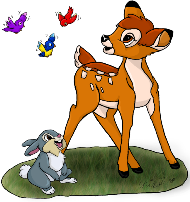 Bambi And Thumper - Bambi (716x748), Png Download