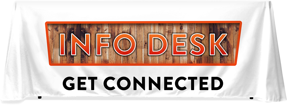 Wood Info Desk - Welcome Table Throw (1159x531), Png Download