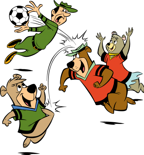 We Are Excited To See You Here At Jellystone Park At - Yogi Bear Playing Soccer (464x500), Png Download