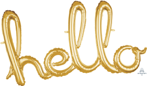 39" 'hello' Script In Gold - Silver Hello Balloon (300x400), Png Download