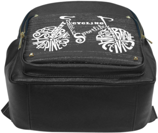 Sale Bike Made From Words Print Leather Backpack In - Backpack (480x480), Png Download