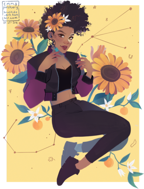 Here's Domino With Some Symbols Of Luck, She's My New - Sunflower (500x655), Png Download
