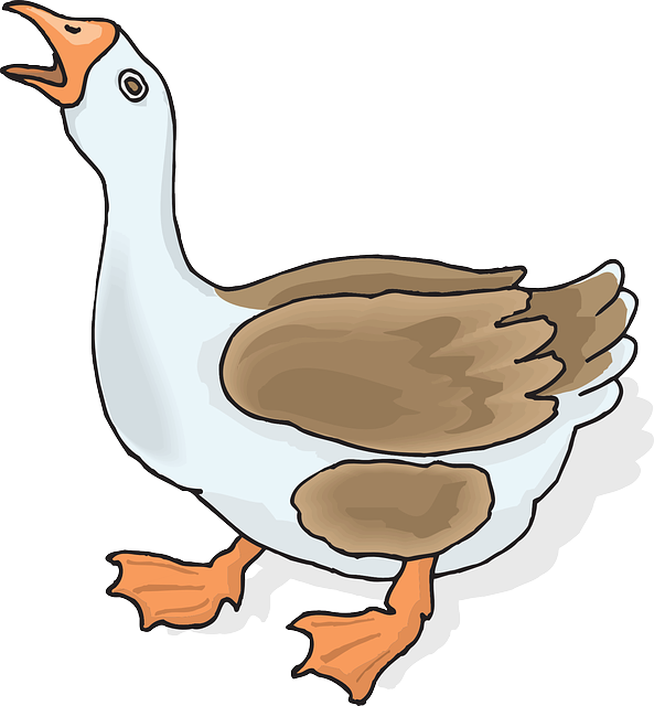Cream And Brown Flying Goose Clip Art At Clker - Gambar Hewan Kaki 2 (593x640), Png Download