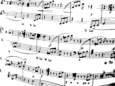 Musical Note Black And White Monochrome Music Download - Music Notes Background Png (453x340), Png Download