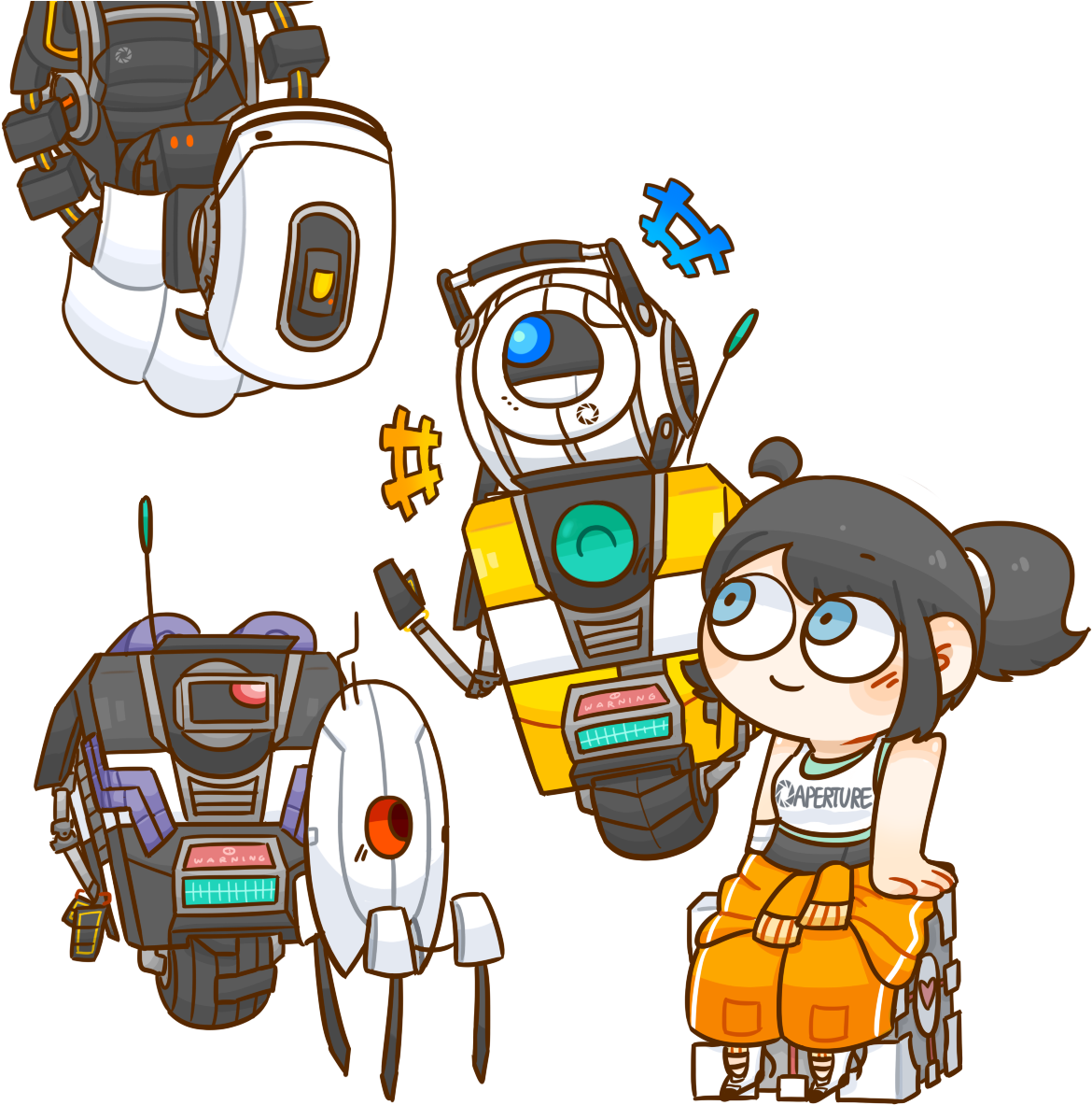 Doodle Pencil, My Favorite Portal/borderlands Series - Claptrap And Glados (1200x1200), Png Download