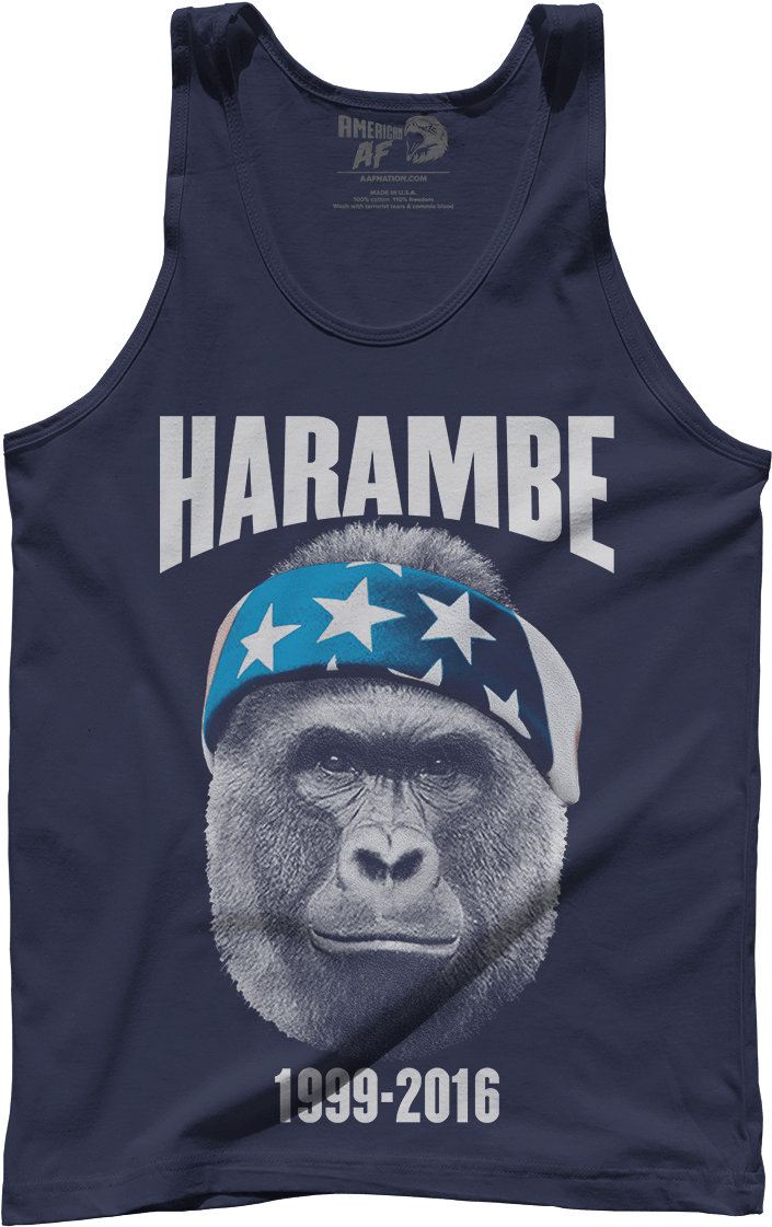 Harambe 1999-2016 - Harambe 1999-2016 - 4oj - Premium Mens Tank / Navy (1200x1200), Png Download