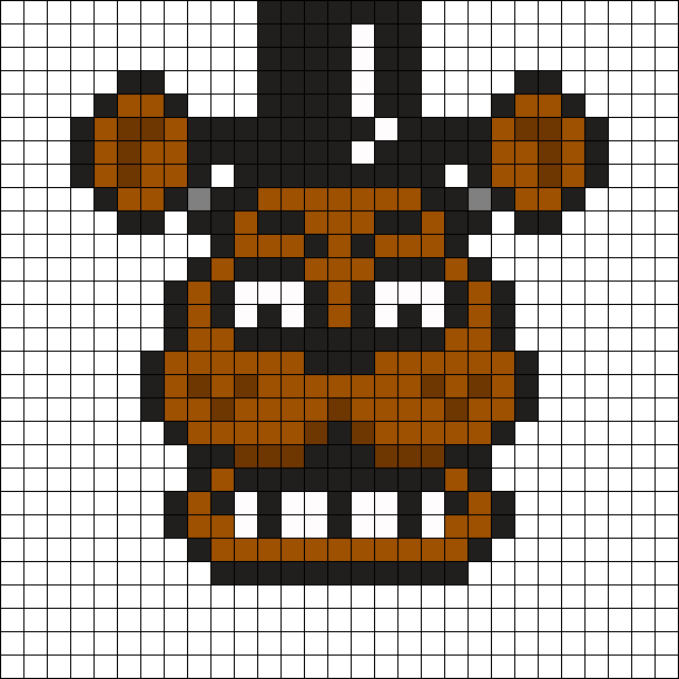 Freddy Fazbear Kandi Pattern - Freddy Fazbear Pixel Art Grid (610x610), Png Download