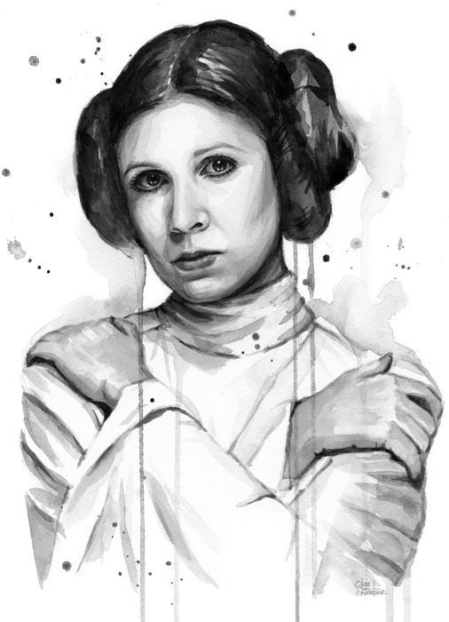 Click And Drag To Re-position The Image, If Desired - Princess Leia Art Drawing (506x700), Png Download