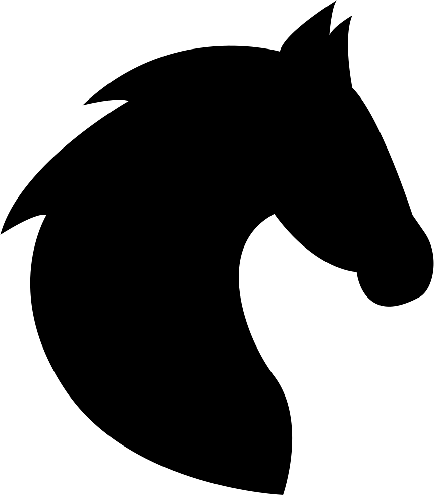Black Head Horse Side View With Horsehair Comments - Horse Head Silhouette Png (860x980), Png Download